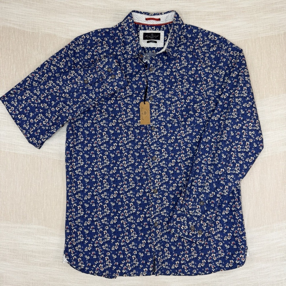NWT Across the Pond Signature‎ Line Men's Shirt XL Blue Modern Tailored MRSP $78